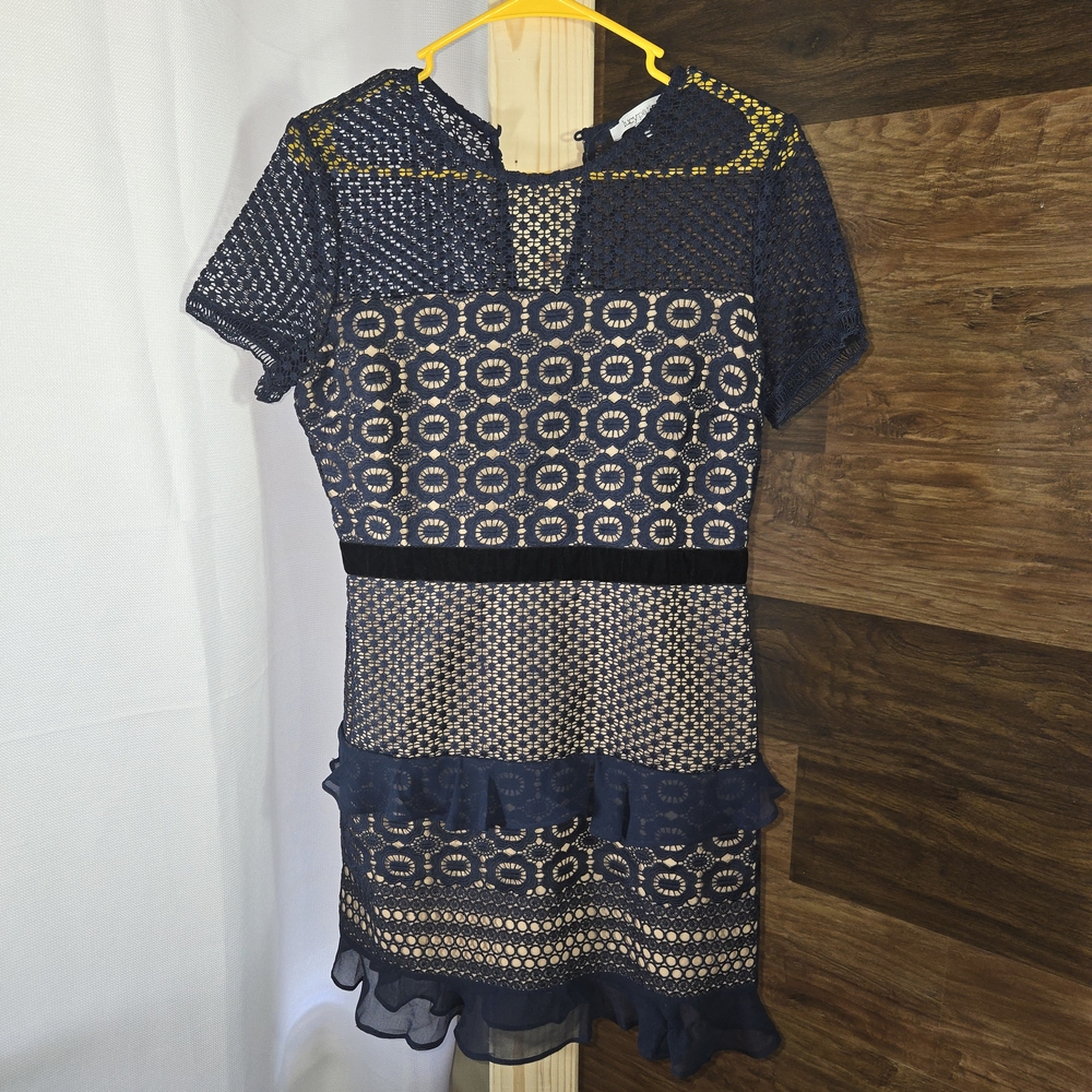 #35‎ Lucy Paris Elegant Navy Lace Dress Size M
